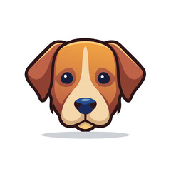 Cute Brown and White Dog Portrait Illustration with Shadow Headshot Pet Face