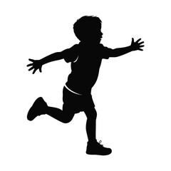 Silhouette of a Young Boy Running with Arms Outstretched Innocence