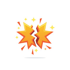 Obraz premium Cracked Star Explosion in Cartoon Style, Competition, Conflict, Break Up Illustration