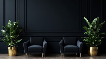 Beautiful Apartment, Sofa, Chair, Dining Table wall Mockup Interior design of modern living room