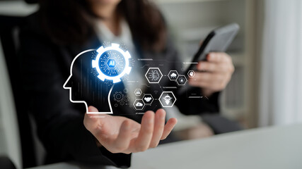 AI integrated with human cognition, supporting decision-making, automation, robotics, data...