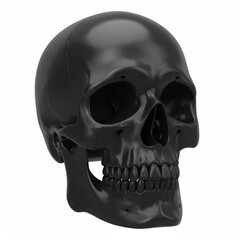 Fototapeta premium Black Anatomical Skull Model on White Background in Studio Lighting Medical Illustration