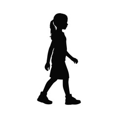 Silhouette of a Young Girl Walking with Confidence and Determination