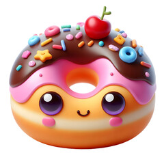 Cute 3D Cartoon Donut isolated on white background