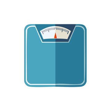 Weight scale illustration. Weighing machine in blue color.  Health and fitness concept.