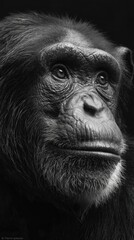 Fototapeta premium Majestic Portrait of Chimpanzee Against Dark Background