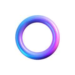 3D Neon Ring Glowing Circle Minimal Transparent Background Image