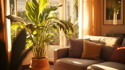 Beautiful Apartment, Sofa, Chair, Dining Table wall Mockup Interior design of modern living room