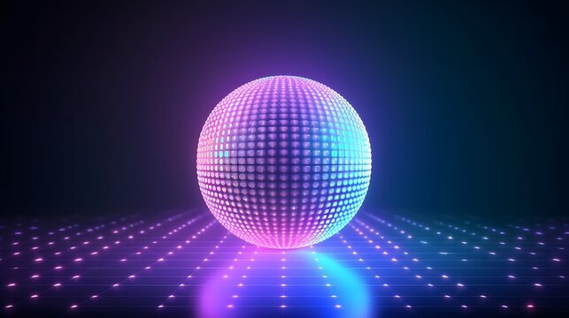 Futuristic glowing sphere background with neon lights and abstract design art