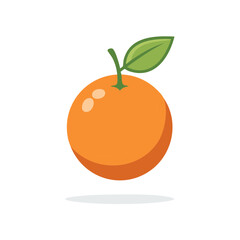 Cartoon orange with green leaf design illustration floating and isolated