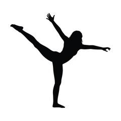 Silhouette of a Female Dancer in a Balancing Pose Artistic and Dynamic
