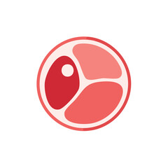 Stylized raw meat cross section circle icon fresh food ingredient illustration