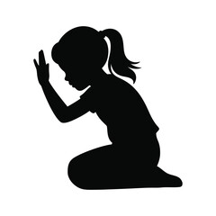 Silhouette of a Girl Praying with Folded Hands Spiritual Reflection