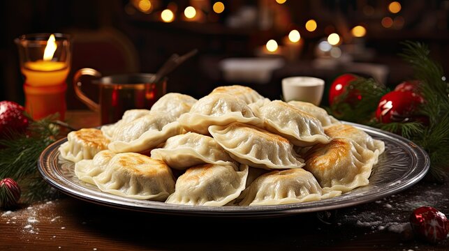 Plate of polish traditional dush Pierogi