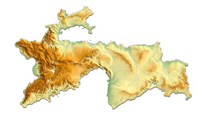Topographic map of an island