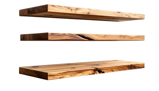 Wooden Shelf PNG, Modern Wall-Mounted Storage Shelf, Transparent Background, Home Furniture Illustration, Interior Decoration Design - Powered by Adobe