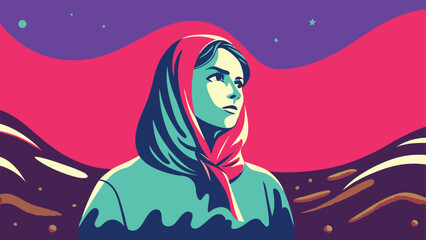Muslim woman in a hijab. Vector illustration in pop art style.