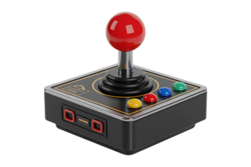 Retro arcade joystick controller with vibrant buttons for classic gaming sessions
