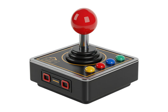 Retro arcade joystick controller with vibrant buttons for classic gaming sessions
