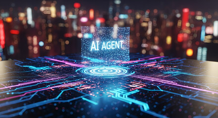 AI Agent artificial intelligence technology digital network brain concept