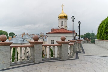  Vitebsk, Belarus, July 19, 2025. Granite fence of the square near the cathedral.                              