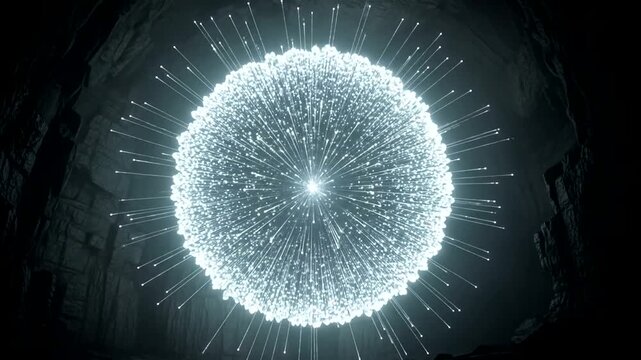 Mysterious Glowing Orbs in Dark Cave, abstract background, strange and beautiful visual effect