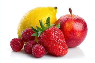 set of fruits on white background