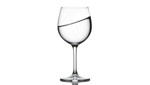 Wineglass with water rotating on transparent background
