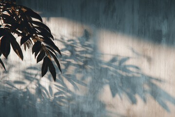 shadow overlay effects of realistic abstract natural tree leaves and window shadow on white wall background, Summer sunlight and shadow overlay effect, shadow for photo interior backdrop studio mockup