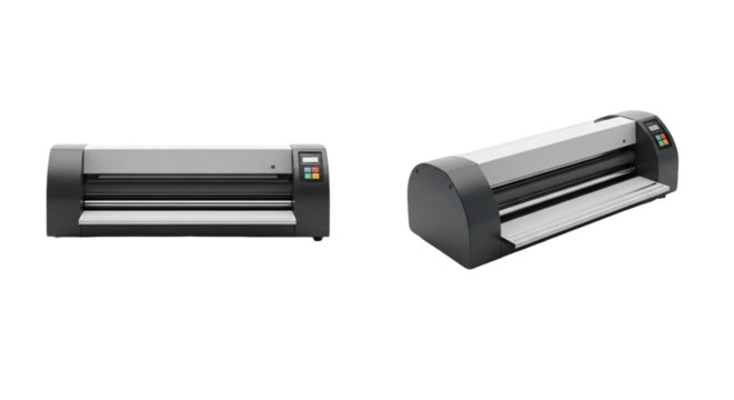 Professional Laminator Machine with Control Panel and Rollers.