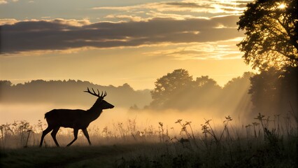 deer in the sunset