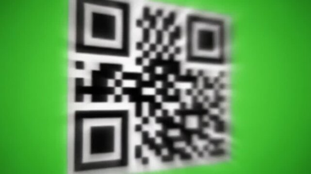 Green Screen Business & Technology Close-Up of QR Code Scanning on Green Background with Digital Effect  Green Screen  Chroma Key