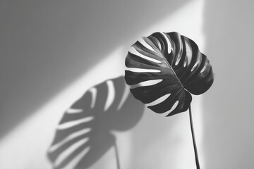 shadow overlay effects of realistic monstera leaf shadow isolated on transparent background, shadow for photo presentation interior backdrop mockup, Summer sunlight and shadow