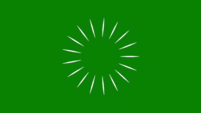 Circle firework display animation over a solid green background. Geometric firework circle burst pop-up with Bursts And Sparks. Fireworks circle blast in celebration projects and promotional visuals