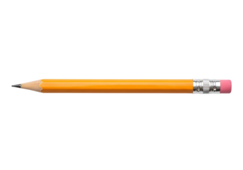 A simple, standard yellow pencil with a pink eraser lies horizontally against a black background.