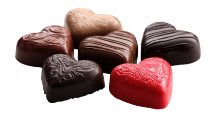 Heart Shaped Chocolate Assortment A Symphony of Flavors and Textures in a Delightful Array on a Plain Setting