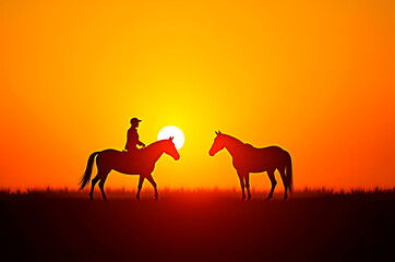 Horseback Rider Silhouette at Sunset