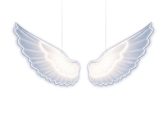 Obraz premium Delicate angel wings decoration hanging gracefully from a string for festive occasions white background