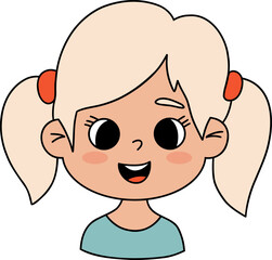  Cute Happy blonde little girl child. Female Portrait Drawing
