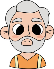 Gray-haired Adult Man with Beard. Male Portrait Drawing