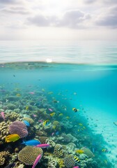 Naklejka premium Vibrant Coral Reef Underwater Scene.