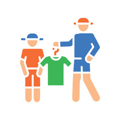 hand me down clothes black line icon for digital and print projects.