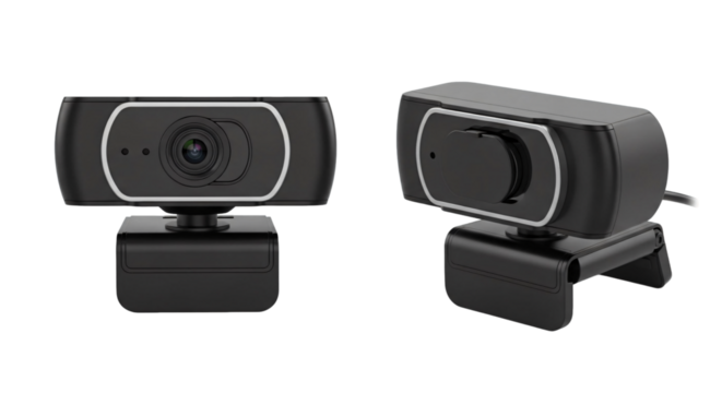 High-Definition Webcam with Built-in Microphone and Adjustable Stand.