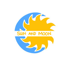 yellow sun and blue crescent moon vector illustration 