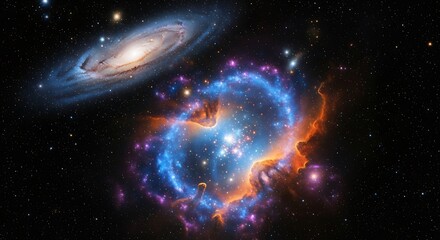 Cosmic Nebula and Galaxy.