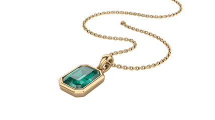 Exquisite emerald pendant necklace crafted in gleaming gold, a symbol of elegance and luxury for special occasions.