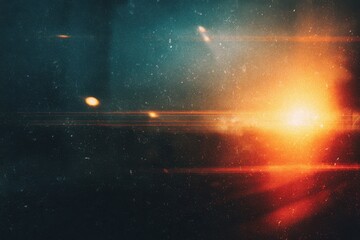 retro film light leak overlay effect with scratch dust and light leaks, retro grain noisy film distressed texture light leak flare on black background