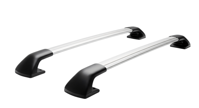 Silver and Black Car Roof Rack System.