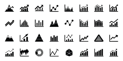 Fototapeta premium Assortment of 32 Hand Drawn Financial and Business Graph Icons chart