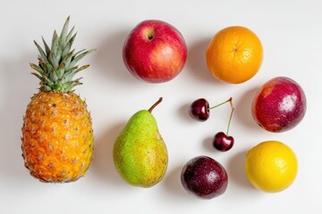 set of fruits on white background